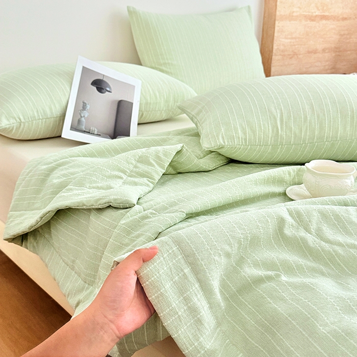 91家纺网 家纺一手货源 找家纺 家贝爱 2026新款色织提花新疆棉棉花夏被夏凉被空调被 流光绿