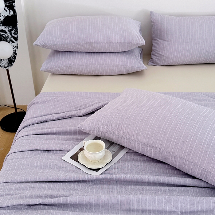 91家纺网 家纺一手货源 找家纺 家贝爱 2026新款色织提花新疆棉棉花夏被夏凉被空调被 流光紫