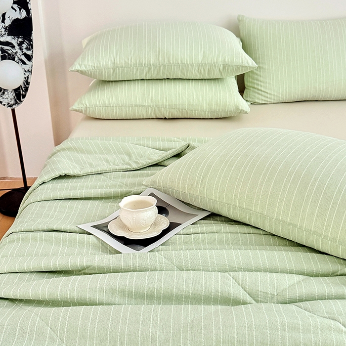 91家纺网 家纺一手货源 找家纺 家贝爱 2026新款色织提花新疆棉棉花夏被夏凉被空调被 流光绿