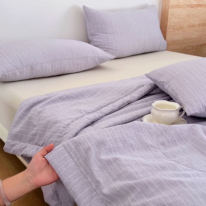 91家纺网 家纺一手货源 找家纺 家贝爱 2026新款色织提花新疆棉棉花夏被夏凉被空调被 流光紫