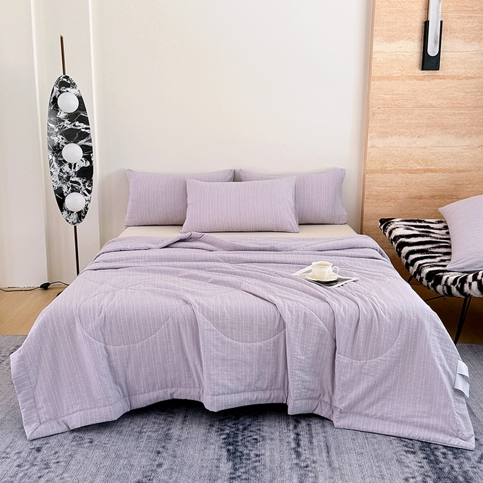 91家纺网 家纺一手货源 找家纺 家贝爱 2026新款色织提花新疆棉棉花夏被夏凉被空调被 流光紫