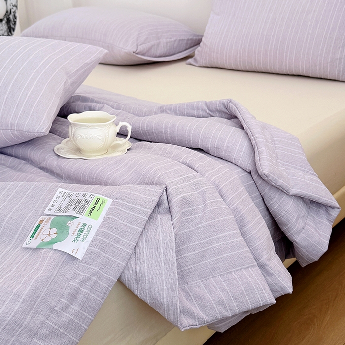 91家纺网 家纺一手货源 找家纺 家贝爱 2026新款色织提花新疆棉棉花夏被夏凉被空调被 流光紫