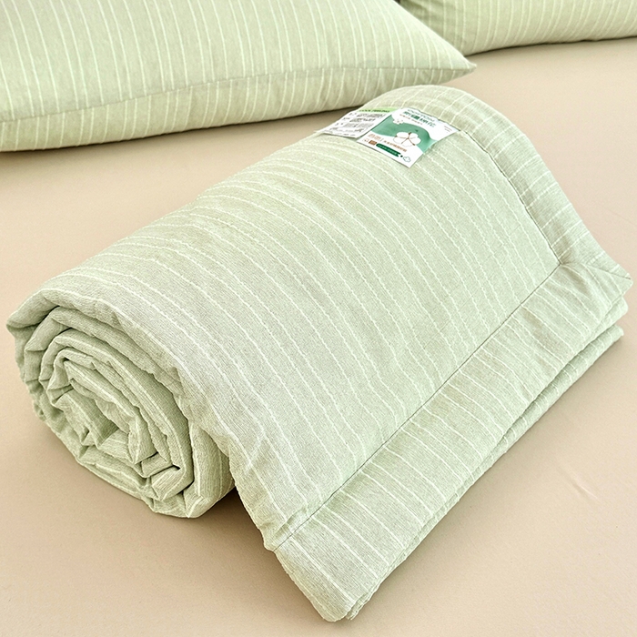 91家纺网 家纺一手货源 找家纺 家贝爱 2026新款色织提花新疆棉棉花夏被夏凉被空调被 流光绿