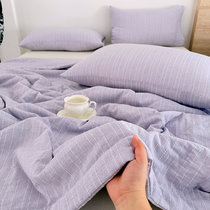 91家纺网 家纺一手货源 找家纺 家贝爱 2026新款色织提花新疆棉棉花夏被夏凉被空调被 流光紫