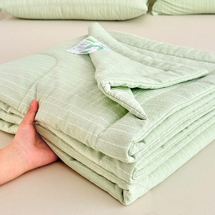 91家纺网 家纺一手货源 找家纺 家贝爱 2026新款色织提花新疆棉棉花夏被夏凉被空调被 流光绿