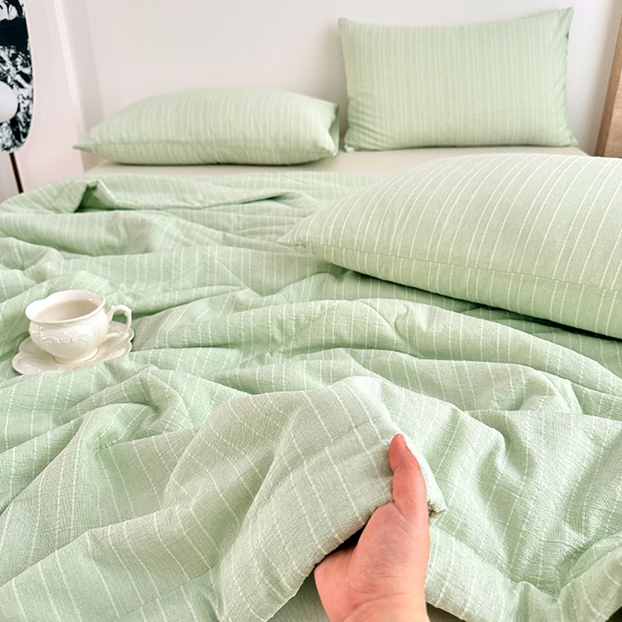 91家纺网 家纺一手货源 找家纺 家贝爱 2026新款色织提花新疆棉棉花夏被夏凉被空调被 流光绿