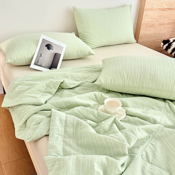 91家纺网 家纺一手货源 找家纺 家贝爱 2026新款色织提花新疆棉棉花夏被夏凉被空调被 流光绿