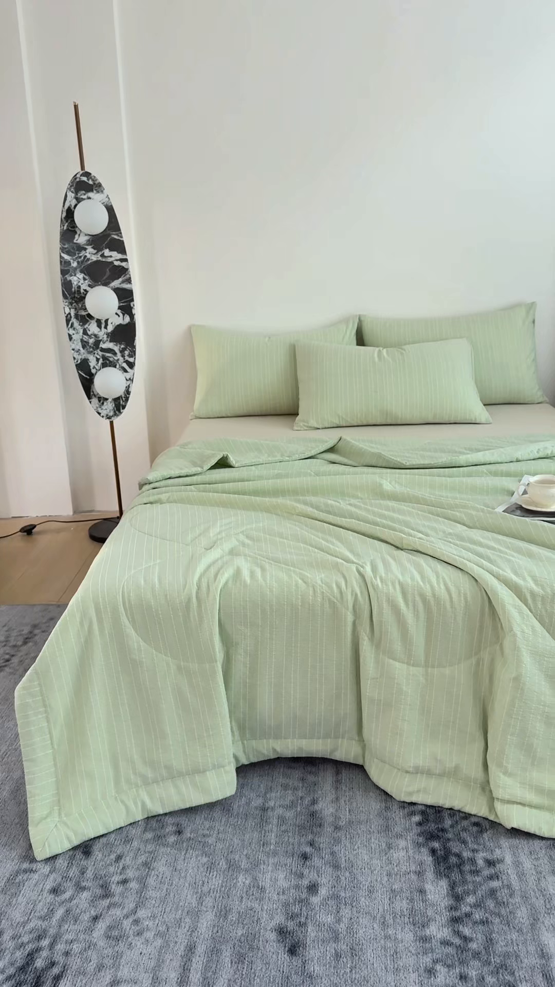 91家纺网 家纺一手货源 找家纺 家贝爱 2026新款色织提花新疆棉棉花夏被夏凉被空调被 流光绿