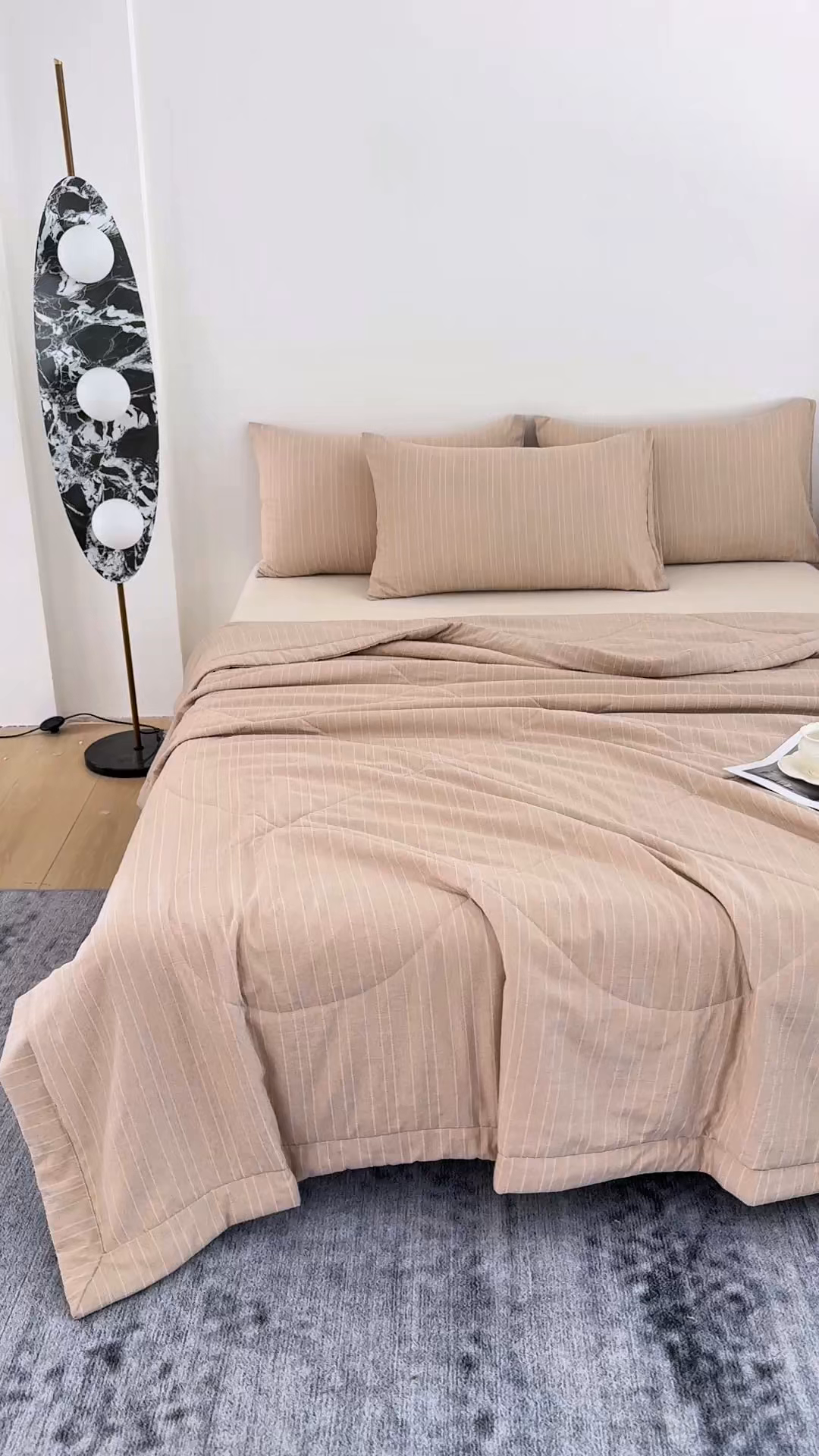 91家纺网 家纺一手货源 找家纺 家贝爱 2026新款色织提花新疆棉棉花夏被夏凉被空调被 流光咖