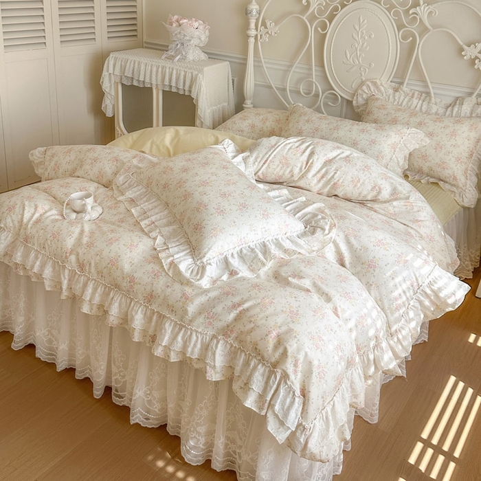 91家纺网 家纺一手货源 找家纺 （总）瑞宝 2026新款全棉碎花AB夹棉床裙四件套系列