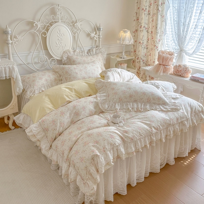 91家纺网 家纺一手货源 找家纺 （总）瑞宝 2026新款全棉碎花AB夹棉床裙四件套系列