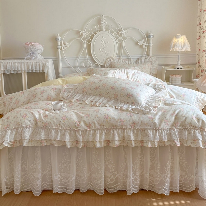 91家纺网 家纺一手货源 找家纺 （总）瑞宝 2026新款全棉碎花AB夹棉床裙四件套系列