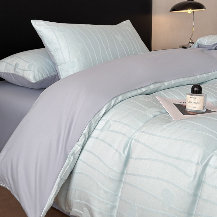 91家纺网 家纺一手货源 找家纺 雅萱家纺 2026新款60支提花全棉四件套 爱心-碧水