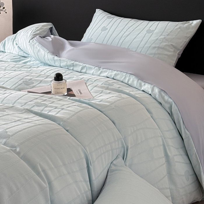 91家纺网 家纺一手货源 找家纺 雅萱家纺 2026新款60支提花全棉四件套 爱心-碧水