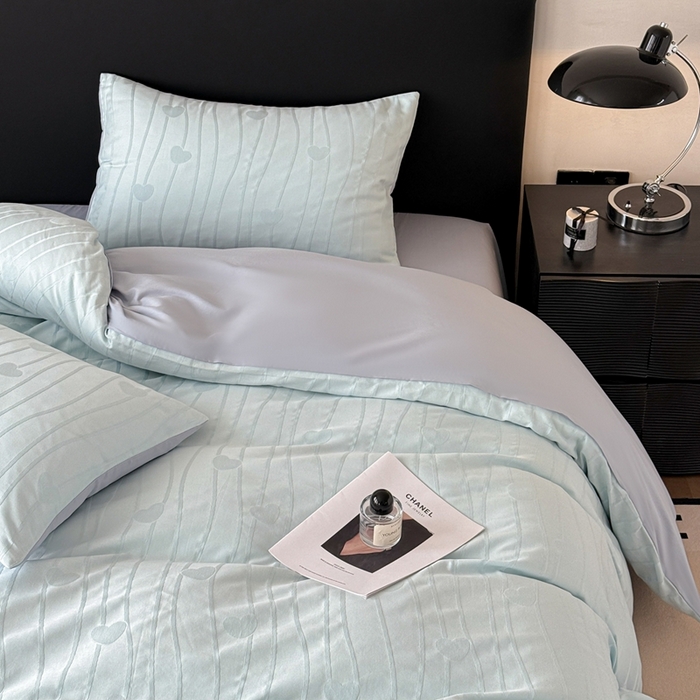 91家纺网 家纺一手货源 找家纺 雅萱家纺 2026新款60支提花全棉四件套 爱心-碧水