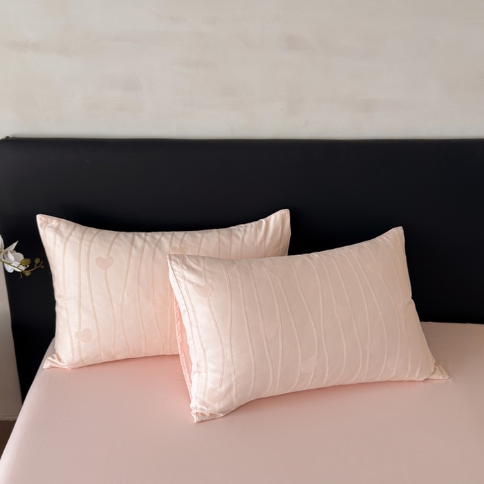 91家纺网 家纺一手货源 找家纺 雅萱家纺 2026新款60支提花全棉四件套 爱心-粉玉