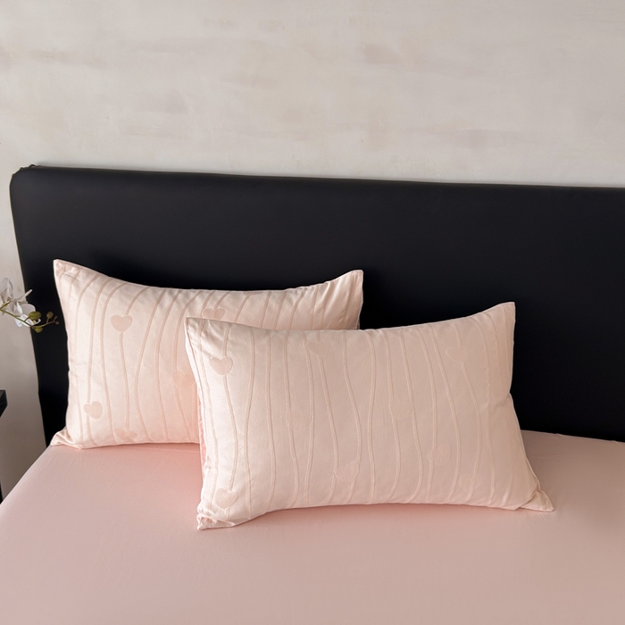 91家纺网 家纺一手货源 找家纺 雅萱家纺 2026新款60支提花全棉四件套 爱心-粉玉