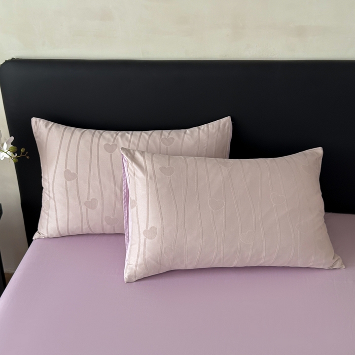 91家纺网 家纺一手货源 找家纺 雅萱家纺 2026新款60支提花全棉四件套 爱心-柔粉