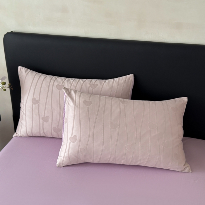 91家纺网 家纺一手货源 找家纺 雅萱家纺 2026新款60支提花全棉四件套 爱心-柔粉