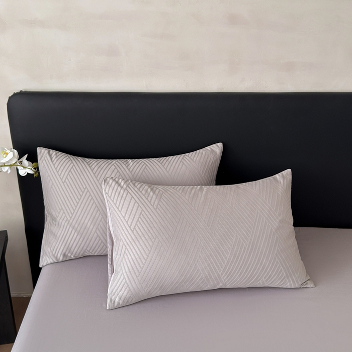 91家纺网 家纺一手货源 找家纺 雅萱家纺 2026新款60支提花全棉四件套 格纹-浅灰