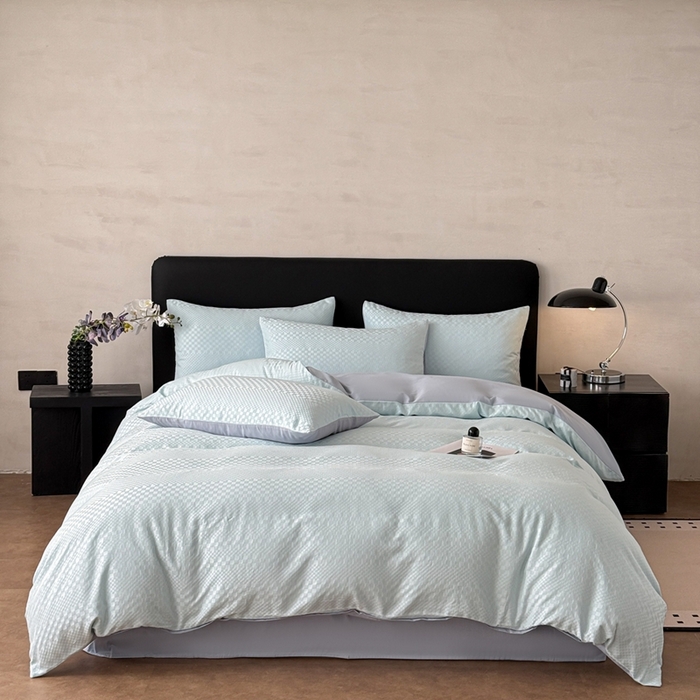 雅萱家纺 2026新款60支提花全棉四件套 格子-碧水