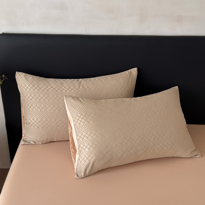 91家纺网 家纺一手货源 找家纺 雅萱家纺 2026新款60支提花全棉四件套 格子-卡其