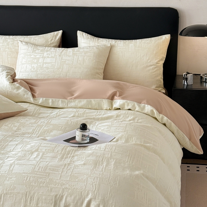 91家纺网 家纺一手货源 找家纺 雅萱家纺 2026新款60支提花全棉四件套 经典-白玉