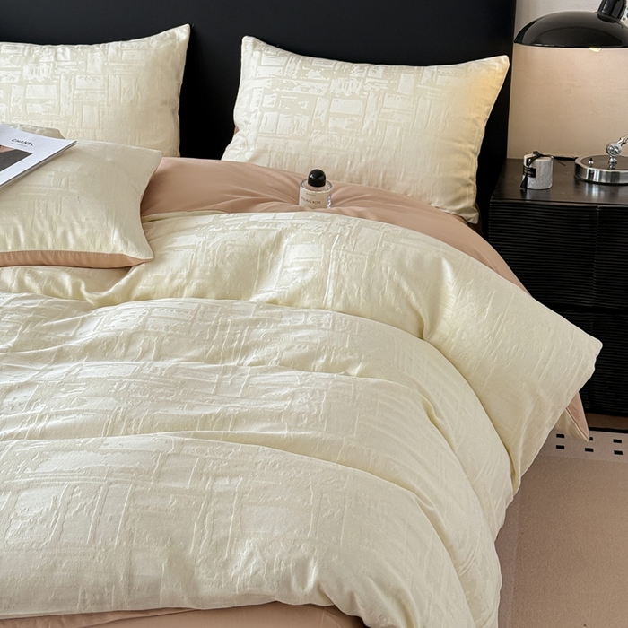 91家纺网 家纺一手货源 找家纺 雅萱家纺 2026新款60支提花全棉四件套 经典-白玉