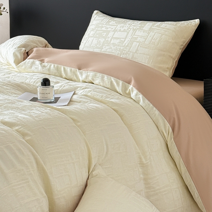 91家纺网 家纺一手货源 找家纺 雅萱家纺 2026新款60支提花全棉四件套 经典-白玉