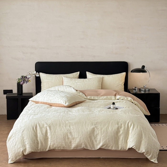 雅萱家纺 2026新款60支提花全棉四件套 经典-白玉