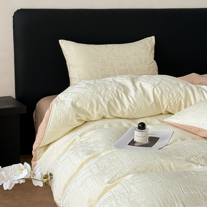 91家纺网 家纺一手货源 找家纺 雅萱家纺 2026新款60支提花全棉四件套 经典-白玉