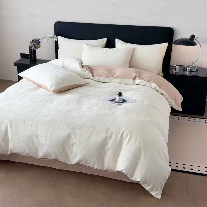 91家纺网 家纺一手货源 找家纺 雅萱家纺 2026新款60支提花全棉四件套 经典-白玉