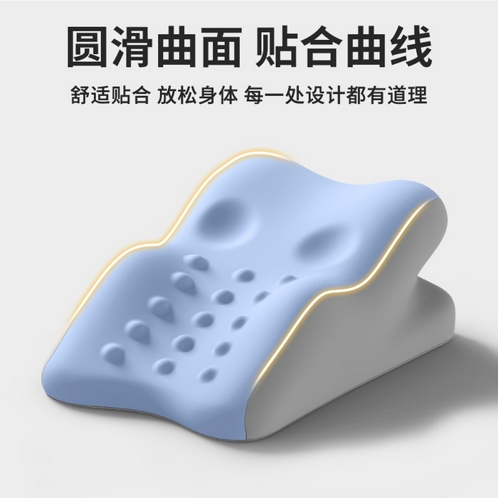 91家纺网 家纺一手货源 找家纺 优芯选 2026新款慢回弹零压力凉感丝人体工学多功能趴睡枕按摩趴趴枕 蓝灰拼色带小枕头