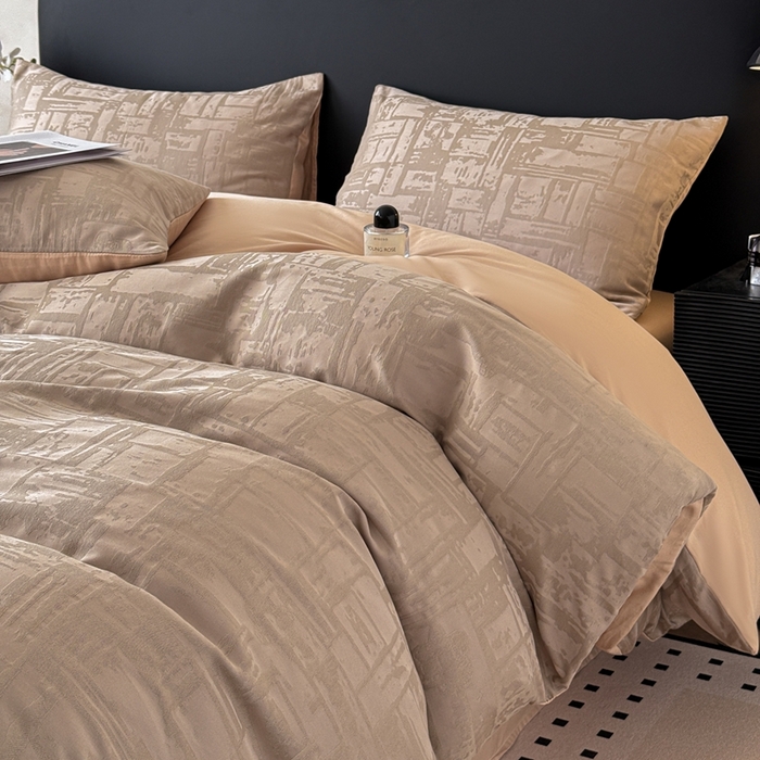 91家纺网 家纺一手货源 找家纺 雅萱家纺 2026新款60支提花全棉四件套 经典-卡其