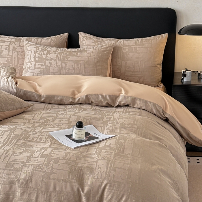 91家纺网 家纺一手货源 找家纺 雅萱家纺 2026新款60支提花全棉四件套 经典-卡其