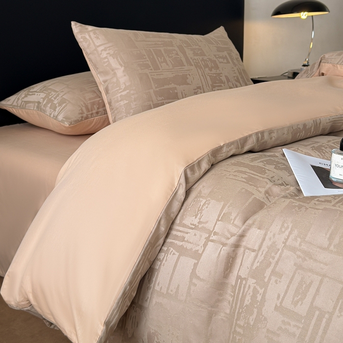 91家纺网 家纺一手货源 找家纺 雅萱家纺 2026新款60支提花全棉四件套 经典-卡其