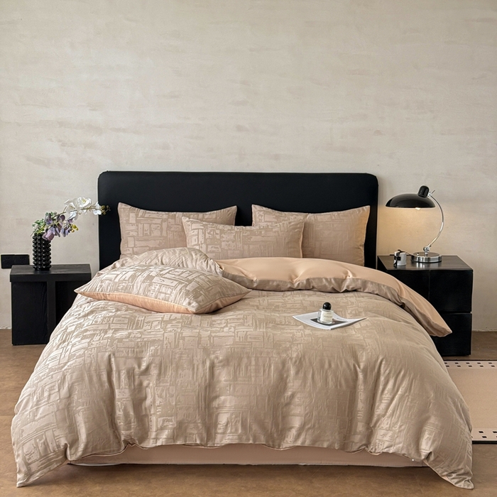 雅萱家纺 2026新款60支提花全棉四件套 经典-卡其