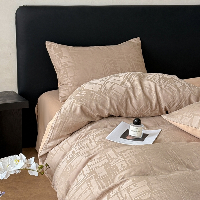 91家纺网 家纺一手货源 找家纺 雅萱家纺 2026新款60支提花全棉四件套 经典-卡其