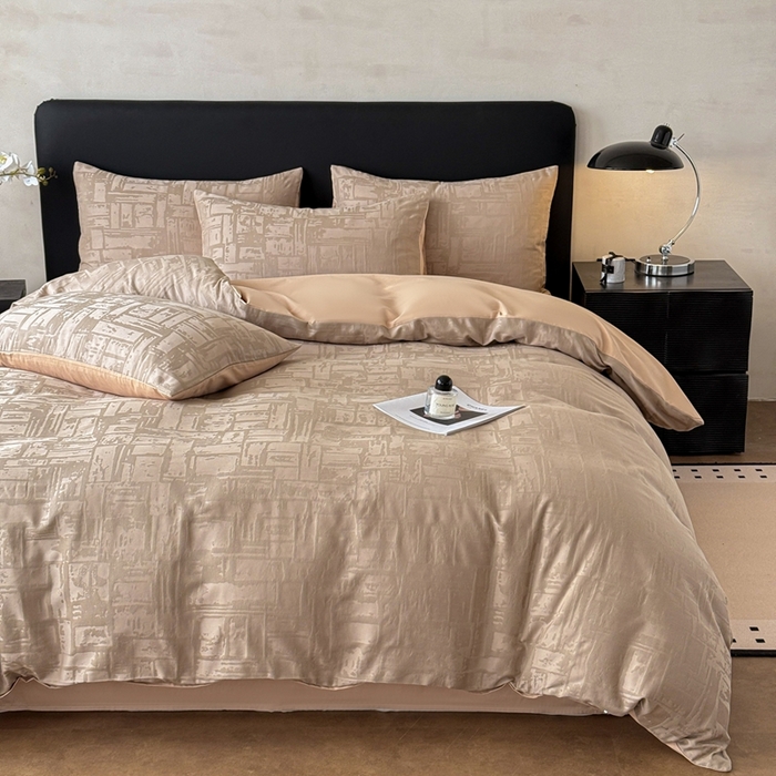 91家纺网 家纺一手货源 找家纺 雅萱家纺 2026新款60支提花全棉四件套 经典-卡其