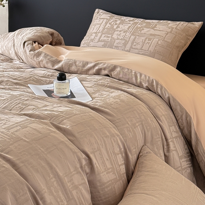 91家纺网 家纺一手货源 找家纺 雅萱家纺 2026新款60支提花全棉四件套 经典-卡其