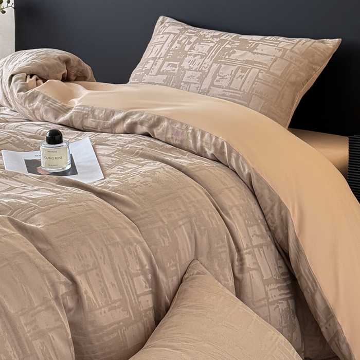 91家纺网 家纺一手货源 找家纺 雅萱家纺 2026新款60支提花全棉四件套 经典-卡其