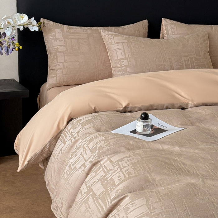 91家纺网 家纺一手货源 找家纺 雅萱家纺 2026新款60支提花全棉四件套 经典-卡其