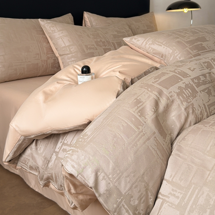 91家纺网 家纺一手货源 找家纺 雅萱家纺 2026新款60支提花全棉四件套 经典-卡其