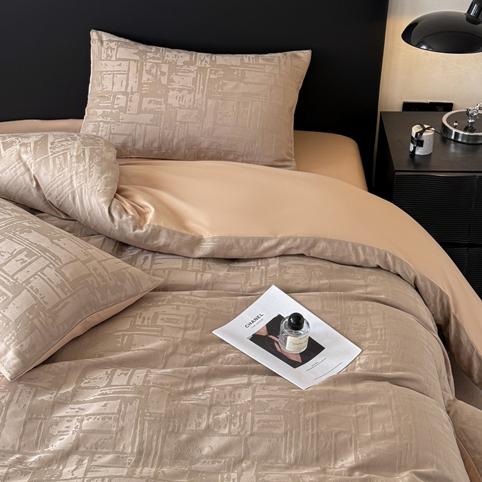 91家纺网 家纺一手货源 找家纺 雅萱家纺 2026新款60支提花全棉四件套 经典-卡其