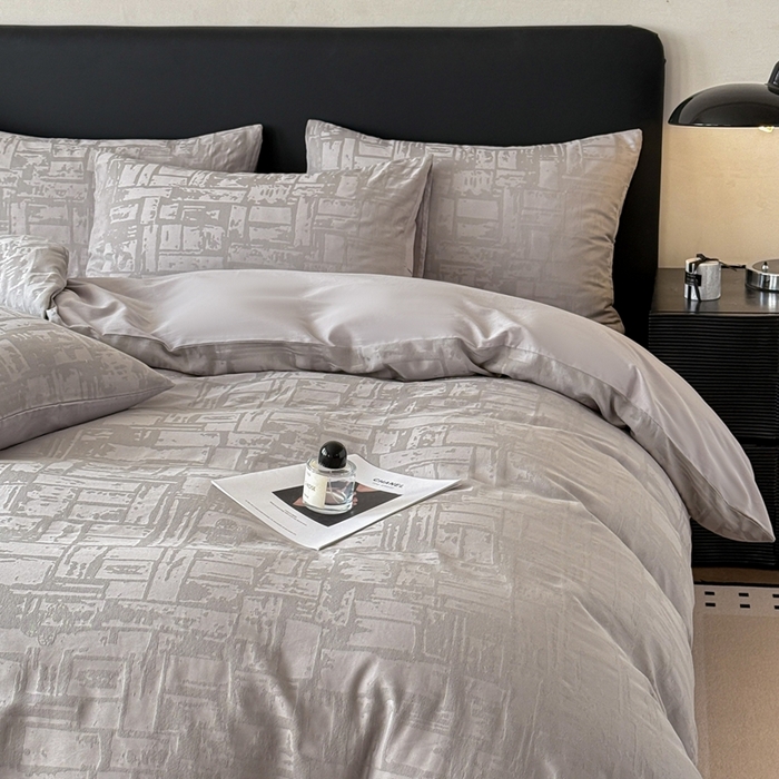 91家纺网 家纺一手货源 找家纺 雅萱家纺 2026新款60支提花全棉四件套 经典-浅灰