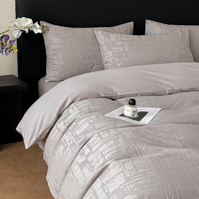 91家纺网 家纺一手货源 找家纺 雅萱家纺 2026新款60支提花全棉四件套 经典-浅灰