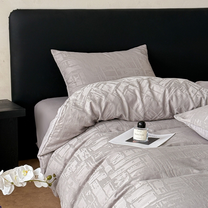 91家纺网 家纺一手货源 找家纺 雅萱家纺 2026新款60支提花全棉四件套 经典-浅灰