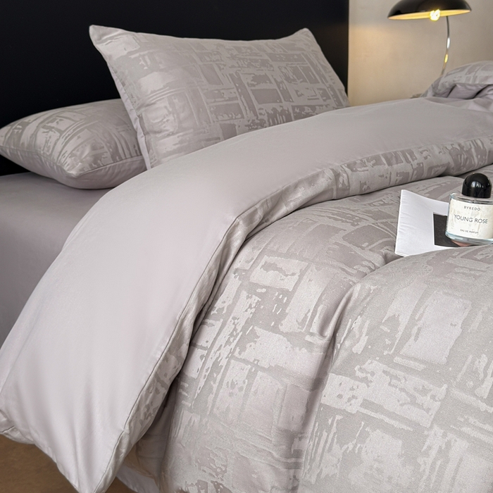 91家纺网 家纺一手货源 找家纺 雅萱家纺 2026新款60支提花全棉四件套 经典-浅灰