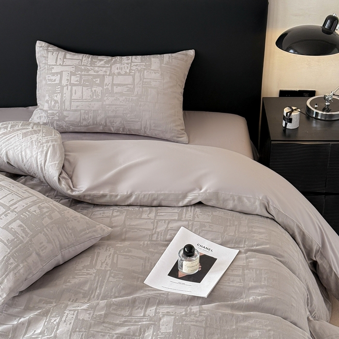 91家纺网 家纺一手货源 找家纺 雅萱家纺 2026新款60支提花全棉四件套 经典-浅灰