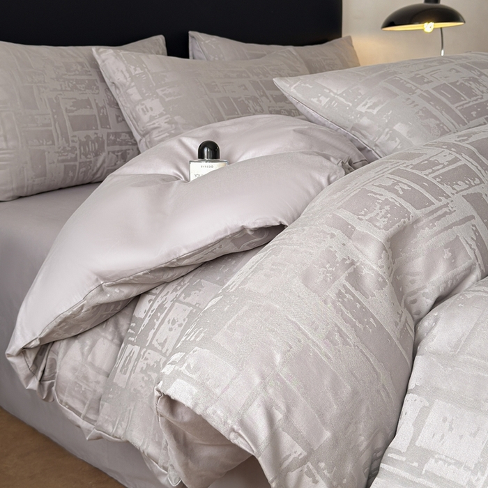 91家纺网 家纺一手货源 找家纺 雅萱家纺 2026新款60支提花全棉四件套 经典-浅灰